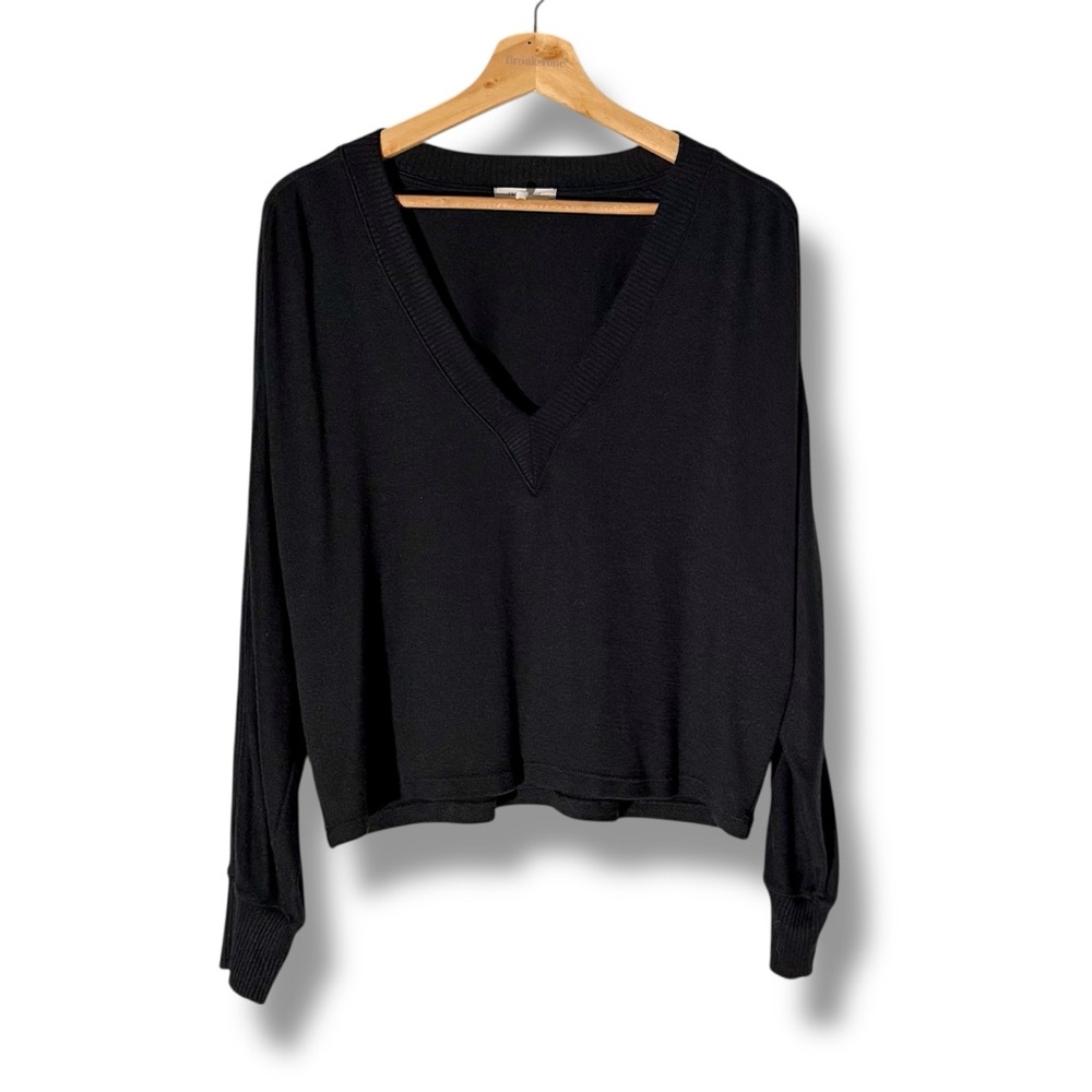 RAG & BONE Soft Black V-Neck Slouchy Sweater-Women's Small